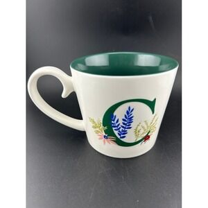 Opalhouse Stoneware Letter C Floral Mug Green Interior Coffee Cup
